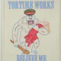 Needling the Regime: Torture/33" x 41"/hand-embroidery on textile