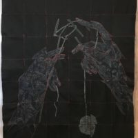 Agita 1 of 3/58" x 50"/hand-embroidery on pieced textile