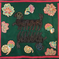 Memento Mori:Dogs/hand-embroidery & applique on textile/34"H x 36"W